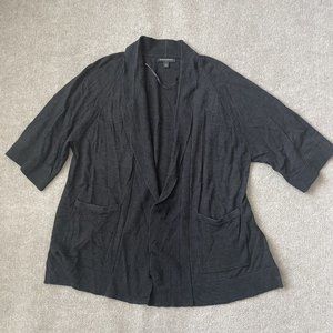 Banana Republic Cardigan Womens Large Black Open Front Pockets Oversized Knit